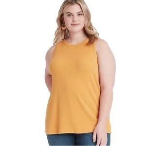 Ava & Viv Ribbed Gold Tank Top Plus Size